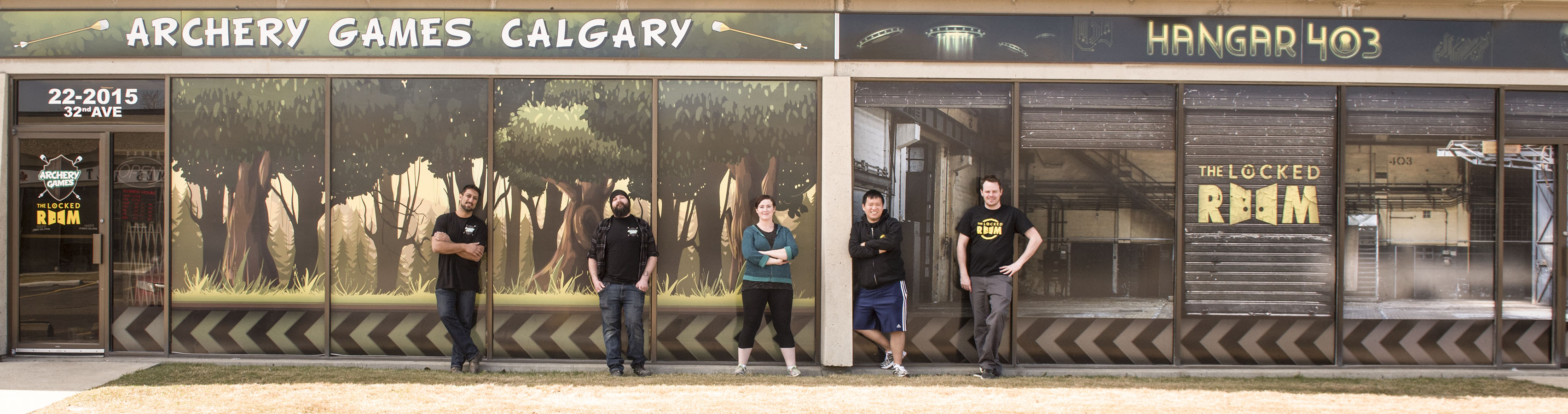 Hangar 403 & Archery Games Calgary outside photo with staff