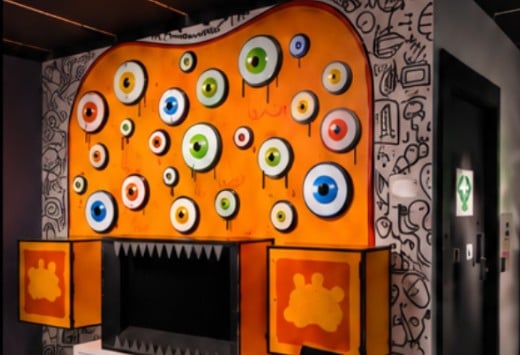 Missing Artist Eye Puzzle Eye Wall puzzle in the missing artist escape room